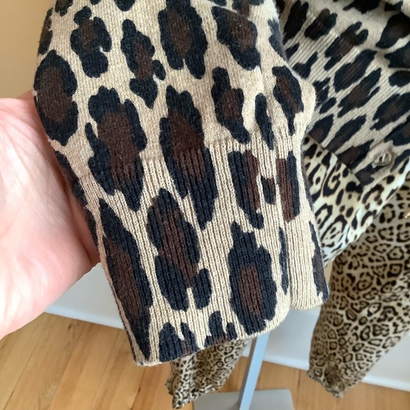JONES NEW YORK Brown Leopard Cotton Knit Cardigan Size M - Picture 8 of 14